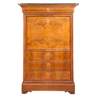 Lot 380 - Biedermeier Marble Top Fruitwood Secretaire a...
