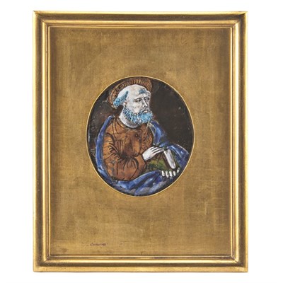 Lot 254 - Pair of Limoges Champleve Enamel Portrait...