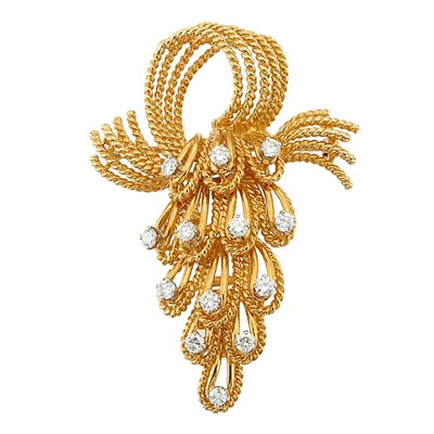 Lot 1028 - Gold and Diamond Brooch