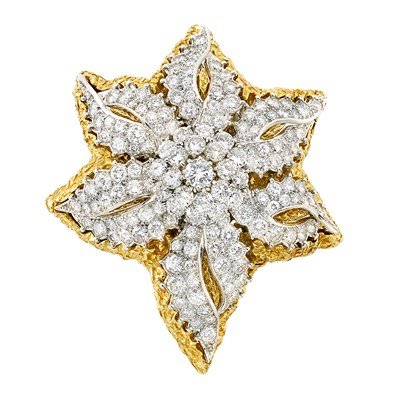 Lot 389 - Gold, Platinum and Diamond Clip-Brooch, Tiffany & Co.