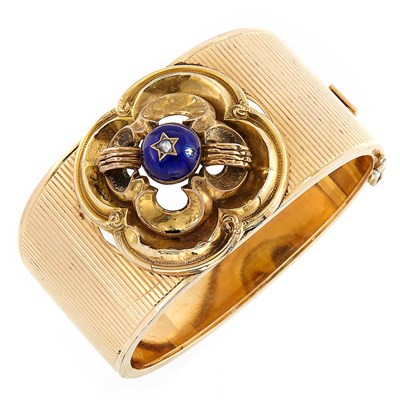 Lot 1066 - Gold and Enamel Bangle Bracelet