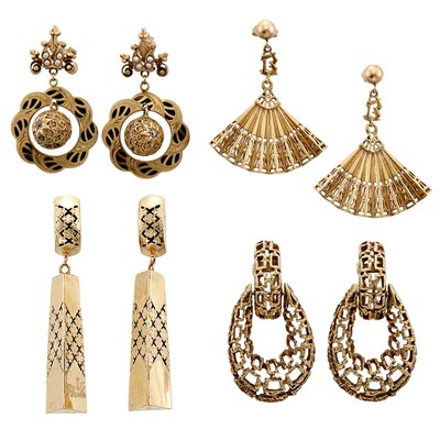 Lot 1202 - Group of Gold Earrings
