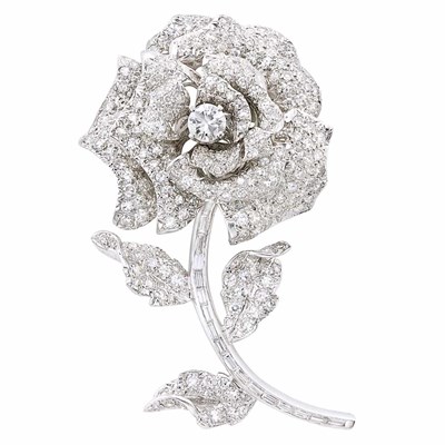 Lot 307 - Platinum and Diamond Flower Brooch
