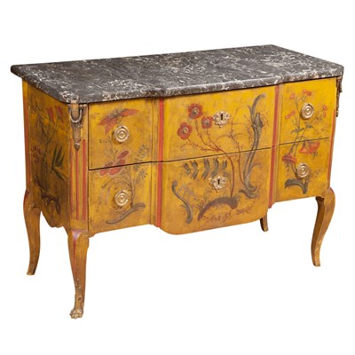 Lot 301 - Continental Marble Top Painted Commode Height...