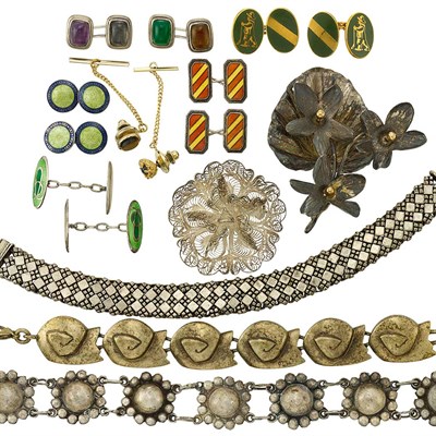 Lot 1446 - Group of Silver and Metal Jewelry