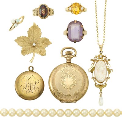 Lot 1448 - Group of Gold, Gold-Filled and Metal Jewelry