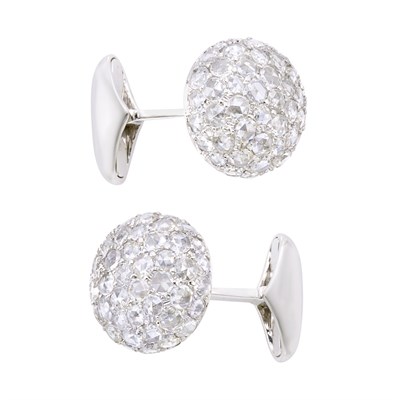 Lot 237 - Pair of White Gold and Diamond Cufflinks