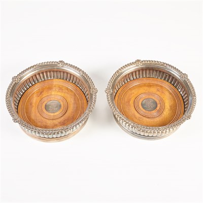 Lot 388 - Pair of French Sterling Silver Wine Coasters...
