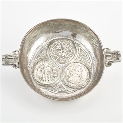 Lot 348 - Spanish Silver Dish Set with Spanish Dollars...