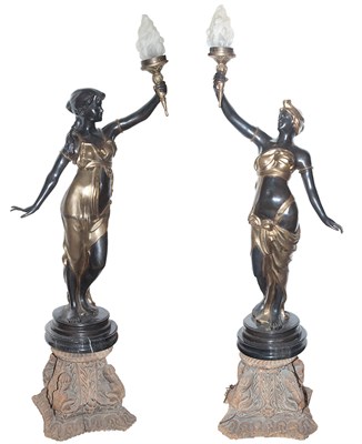 Lot 259 - Pair of Gilt and Patinated-Metal Figural...