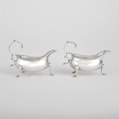 Lot 423 - Pair of George III Sterling Silver Sauceboats...