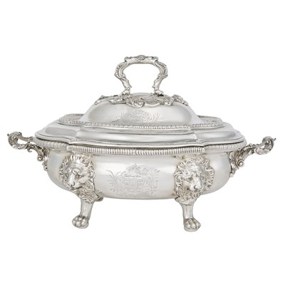 Lot 428 - George II Sterling Silver Covered Soup Tureen...