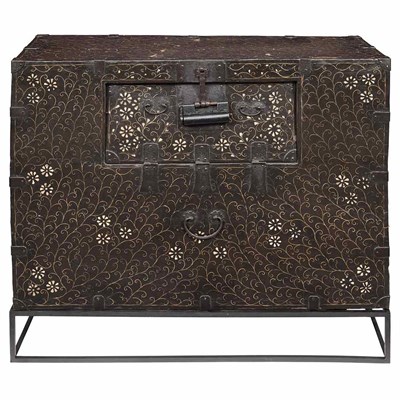Lot 40 - Korean Inlaid Lacquer Chest 19th Century Of...
