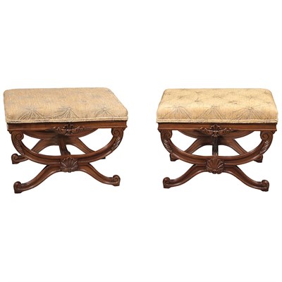 Lot 432 - Pair of Rococo Style Carved Mahogany Stained...
