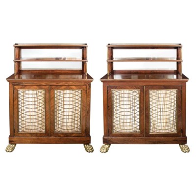 Lot 344 - Pair of Regency Style Rosewood Mirror Back...
