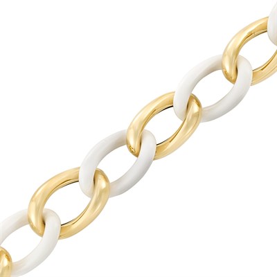 Lot 3009 - Gold and Composite White Agate Link Bracelet