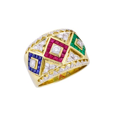 Lot 3311 - Gold, Diamond and Gem-Set Ring