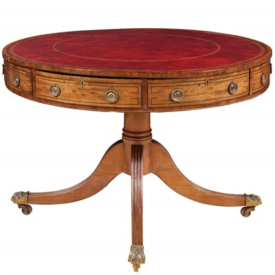 Lot 453 - Regency Line Inlaid Mahogany Drum Table The...