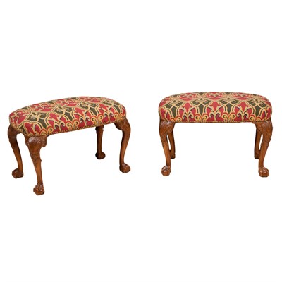 Lot 293 - Pair of George II Style Walnut Stools Length...