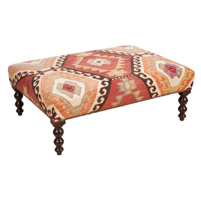 Lot 292 - Kilim Upholstered Ottoman Height 15 inches,...