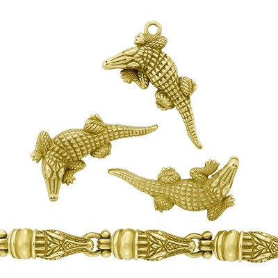 Lot 197 - Gold Bracelet, Pair of Alligator Pins and Pendant, Barry Kieselstein-Cord