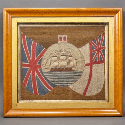 Lot 196 - British Sailor's Woolwork Picture 19th Century...