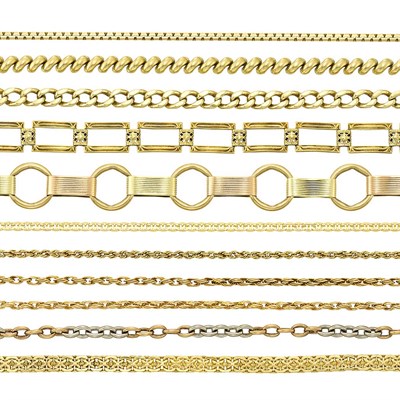 Lot 1380 - Group of Gold Chain Jewelry