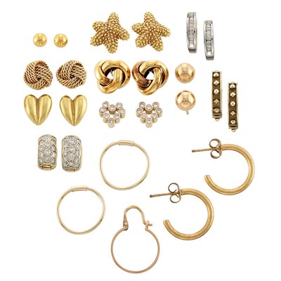 Lot 1377 - Group of Gold Earrings