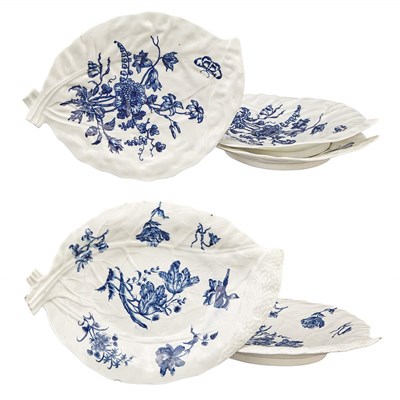 Lot 432 - Group of Five Worcester Blue and White...