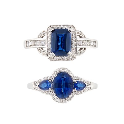 Lot 1249 - Two White Gold, Kyanite and Diamond Rings