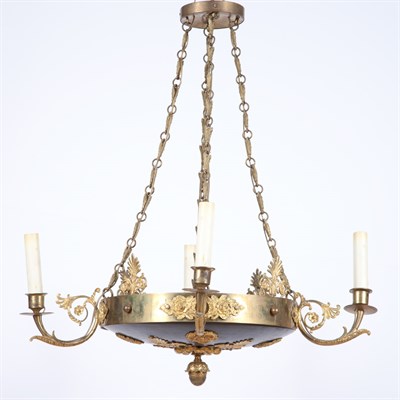 Lot 394 - Empire Style Gilt-Metal Four-Light Chandelier...