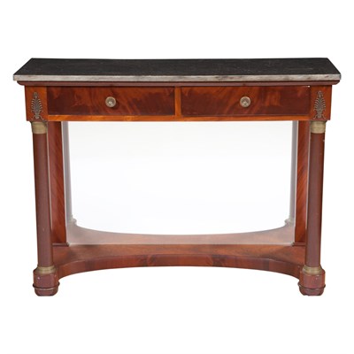 Lot 289 - Empire Marble Top Mahogany Console Height 32...