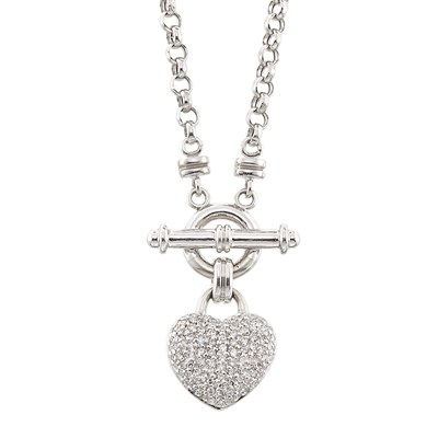Lot 1136 - White Gold and Diamond Necklace