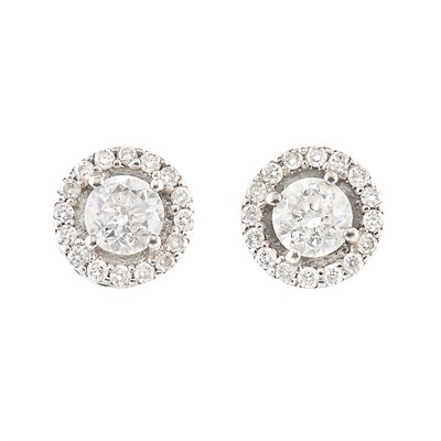 Lot 1123 - Pair of White Gold and Diamond Earrings