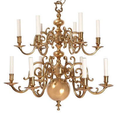 Lot 204 - Dutch Baroque Style Brass Ten-Light Chandelier...
