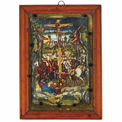 Lot 255 - Polychrome Decorated and Parcel Gilt Reverse...