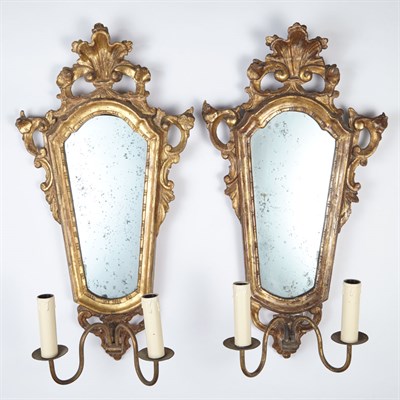 Lot 247 - Assembled Pair of Venetian Rococo Giltwood Two-...