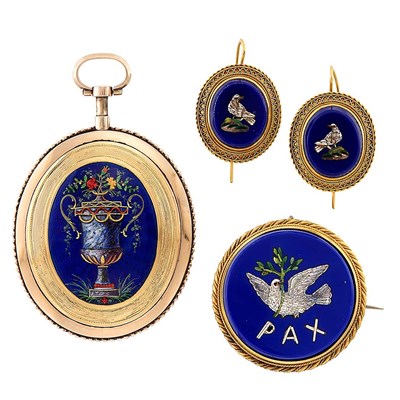 Lot 1291 - Group of Gold, Low Karat Gold, Micromosaic and Enamel Jewelry