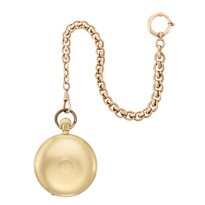 Lot 69 - Gold Hunting Case Pocket Watch with Rose Gold Fob Chain, Adolph Lange