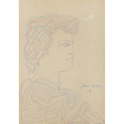 Lot 2 - Jean Cocteau French, 1889-1963 Head in Profle...