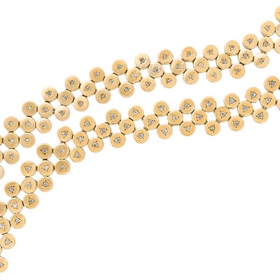 Lot 56 - Pair of Gold and Diamond Bracelets, France