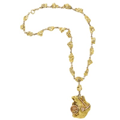 Lot 3422 - Antique 49ers Gold Nugget Pendant-Necklace