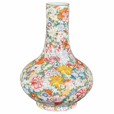 Lot 200 - Chinese Famille Rose 'Millefleurs' Glazed...