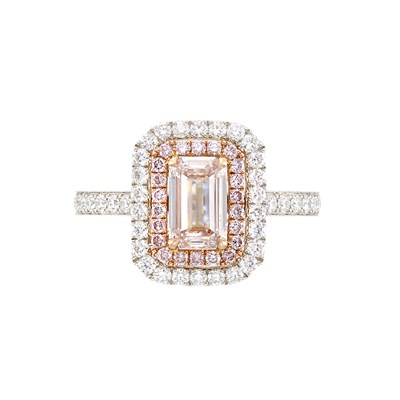 Lot 3433 - Platinum, Rose Gold, Fancy Light Pink Diamond and Diamond Ring