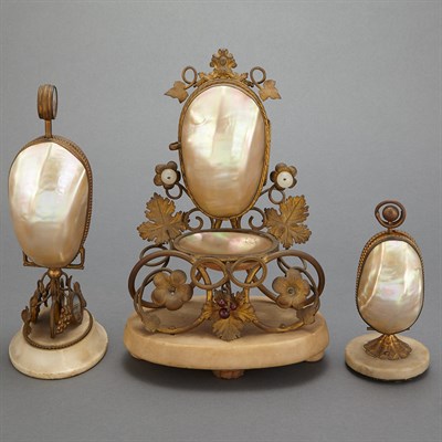 Lot 645 - Three Gilt-Metal Mounted Mother-of-Pearl...