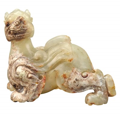 Lot 154 - Chinese Celadon Archaic Style Jade Qilin...