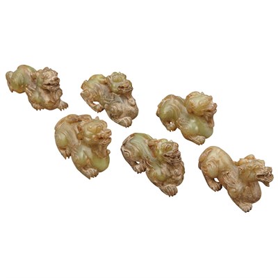 Lot 155 - Group of Six Chinese Jade Mythical Beasts Each...