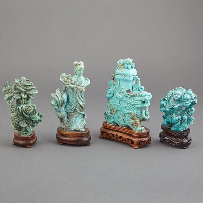 Lot 144 - Group of Four Chinese Turquoise Articles Early...