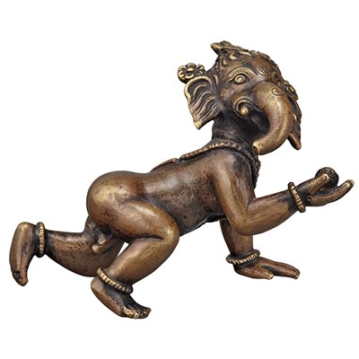 Lot 129 - Indian Bronze Figure of a Baby Ganesh Crawling...