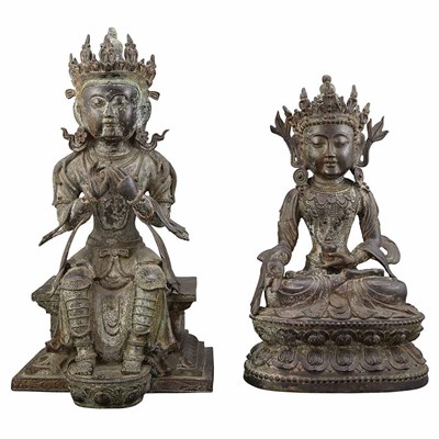 Lot 161 - Two Chinese Bronze Bodhisattvas Ming Style The...